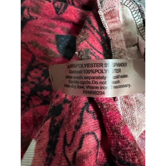 Onque Floral Zip Front Cardigan Size M Casual Red, Pink and Black - Picture 5 of 5